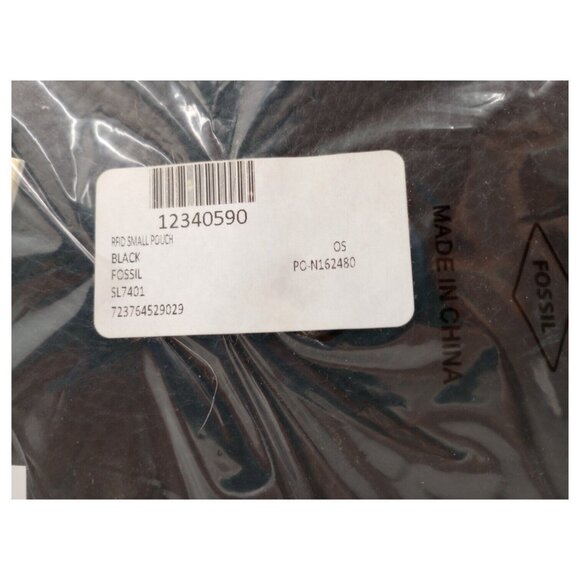 FOSSIL Pouch Purse RFID Black Leather Clutch Bag Hand Held Wallet Zip Pouch - Picture 5 of 16